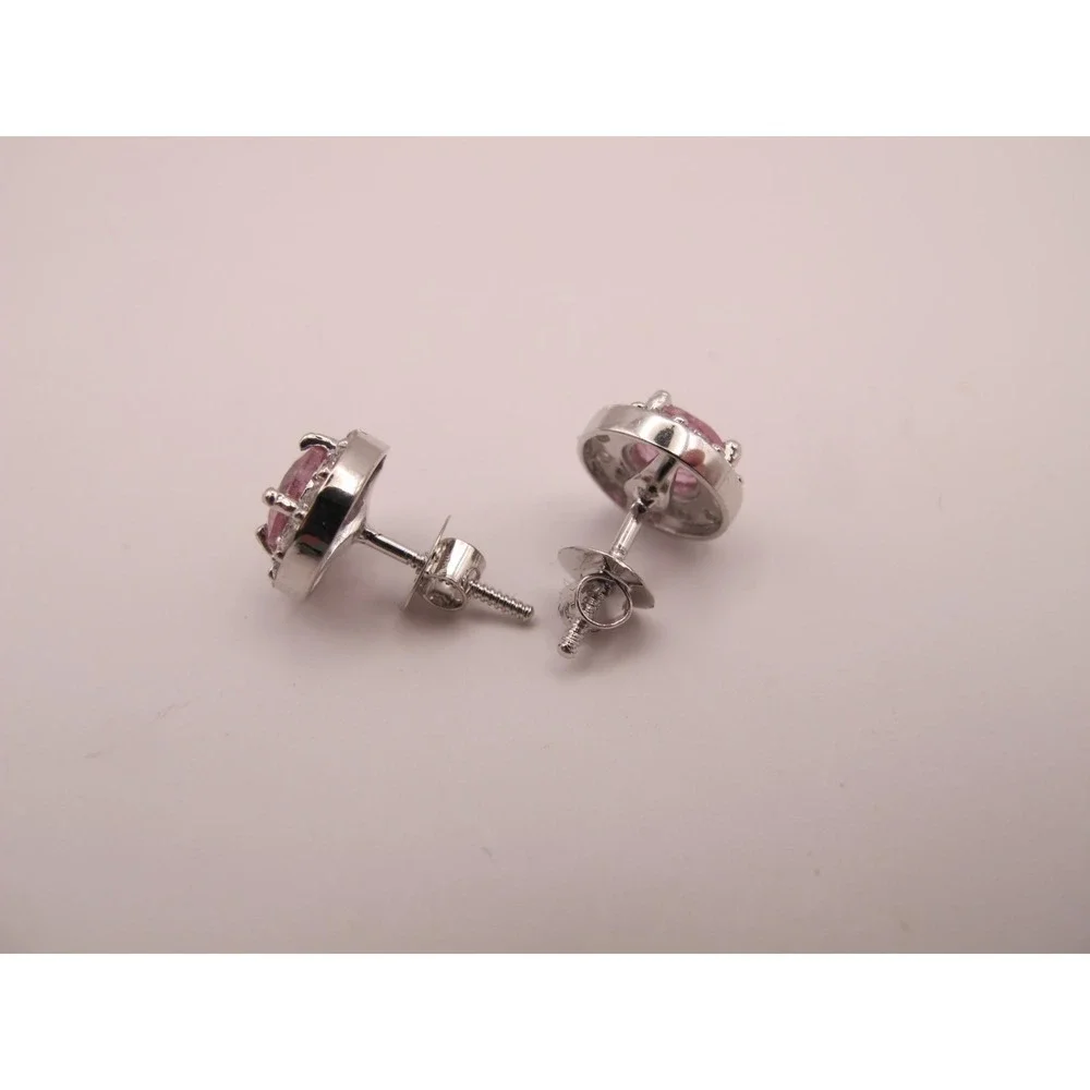 Brilliant 2.54 ct Pink Ruby and Lab Created Diamond Earrings‎